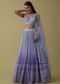 Lilac Purple Lehenga Set In Georgette With Mirror And Thread Embroidery