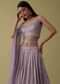 Lilac Purple Lehenga Suit Set In Georgette With Mirror And Thread Work