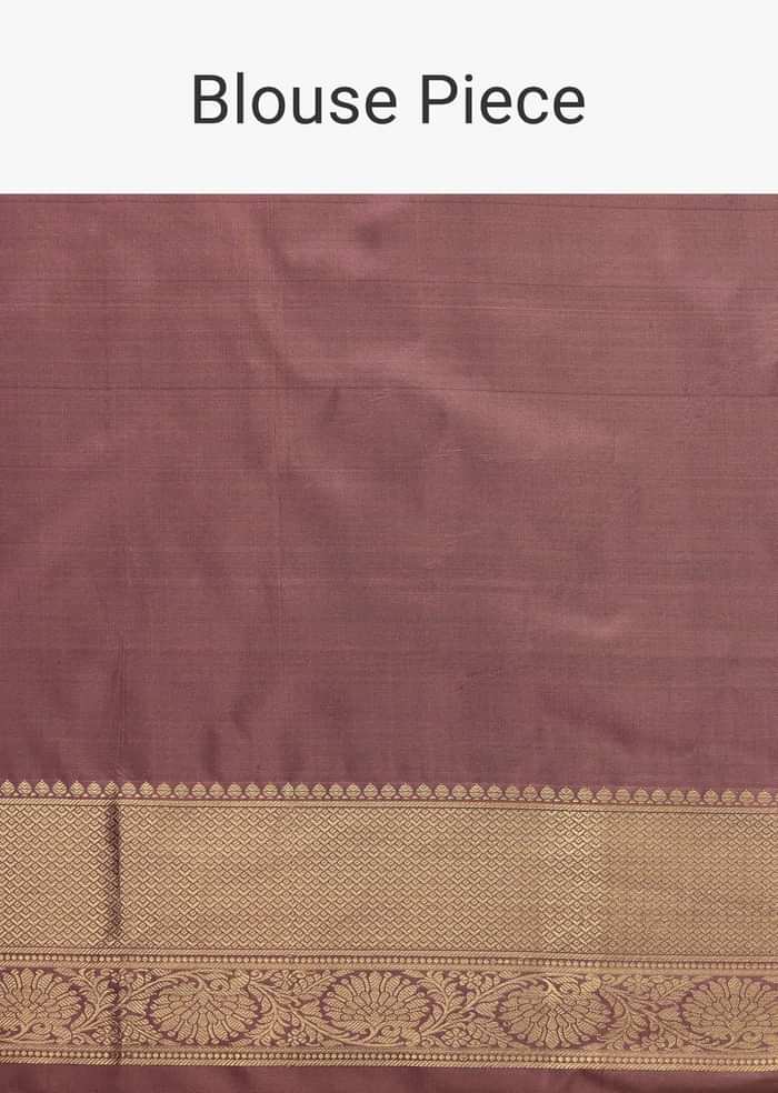 Lilac Purple Woven Kanjivaram Saree In Silk With Unstitched Blouse