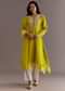 Lime Green Silk Kurta Dupatta Set With Moti Work