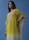 Lime Green And Turq Blue Ombre Kaftan Kurti In Georgette With Exquisite Embroidery