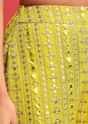 Lime Green Embroidered Georgette Crop Top And Palazzo Set With Jacket