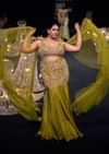 Lime Green Hand Embroidered Fishcut Lehenga Set With Winged Dupatta