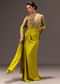 Lime Green Semi Stitched Net Saree With Embroidered Blouse