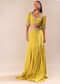 Lime Yellow Hand Embroidered Skirt And Blouse Set