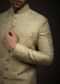 Lint Green Sherwani Set In Silk With Multi Colored Resham Embroidered Moroccan Jaal