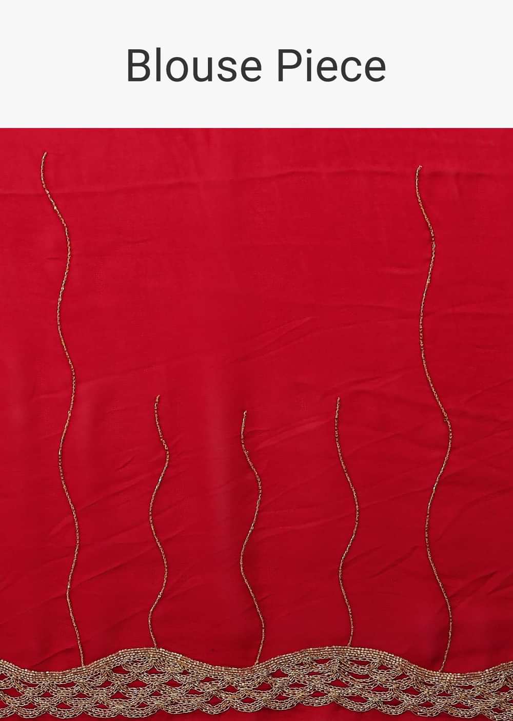 Lipstick Red Georgette Saree Adorned With Golden Zardozi Embroidery & Detailing, And Cut Dana Fringes