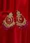 Long chandelier chandbali earring adorn with pink stone, kundan and nano moti beads only on kalki
