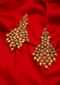 Long chandelier earring with pearls and crystal