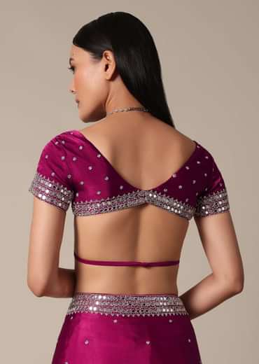 Luxe Wine Saree With Stone Embellishments Luxe Wine Saree With Stone Embellishments