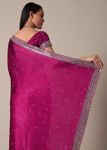 Luxe Wine Saree With Stone Embellishments Luxe Wine Saree With Stone Embellishments