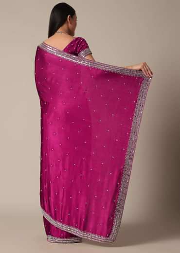 Luxe Wine Saree With Stone Embellishments Luxe Wine Saree With Stone Embellishments