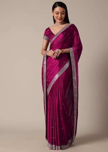 Luxe Wine Saree With Stone Embellishments Luxe Wine Saree With Stone Embellishments
