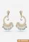 Gold Plated Earrings In Crescent Design With Dangling Pearls And Crystals By Prerto