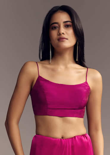Magenta Organza Saree With Cut Dana And Sequin Embroidery