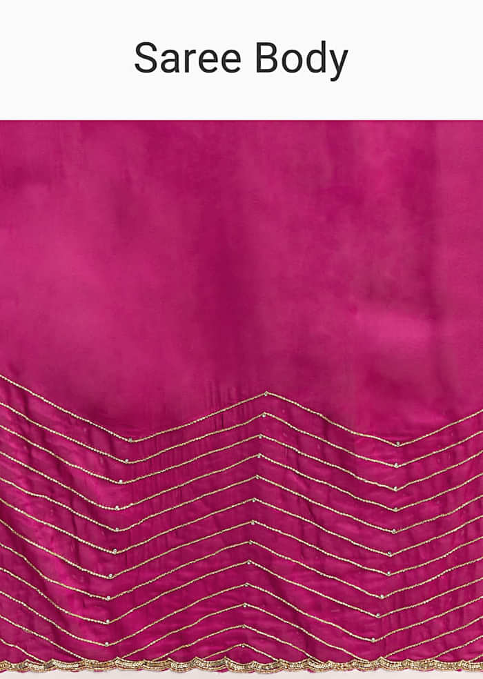 Magenta Organza Saree With Cut Dana And Sequin Embroidery