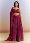 Magenta Pink Satin Bridesmaid Lehenga With Stone Work