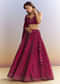 Magenta Pink Satin Bridesmaid Lehenga With Stone Work