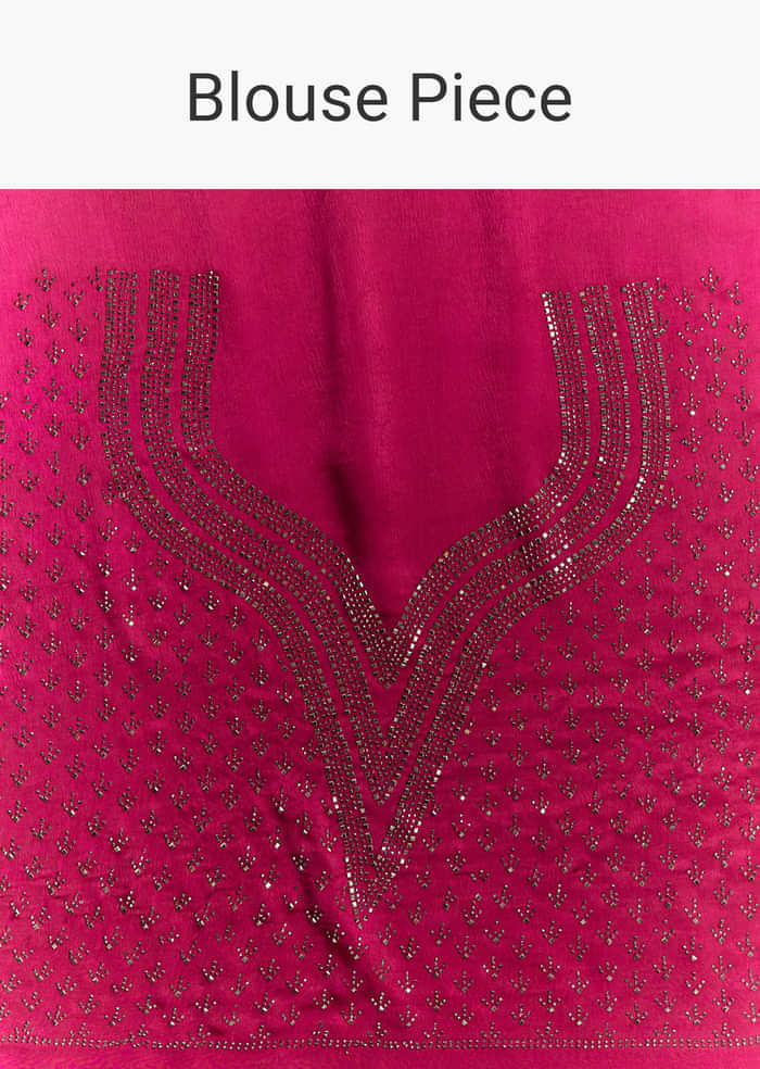 Magenta Pink Satin Bridesmaid Lehenga With Stone Work
