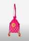 Magenta Potli Bag In Raw Silk With Gotta Lace Checks And Pom Poms
