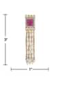 Magenta Stone Studded Square Earrings With Pearl And Chain Tassels Online - Kalki Fashion