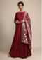 Maroon Anarkali Suit In Silk With A Banarasi Brocade Dupatta Adorned In Cutdana And Kundan Work
