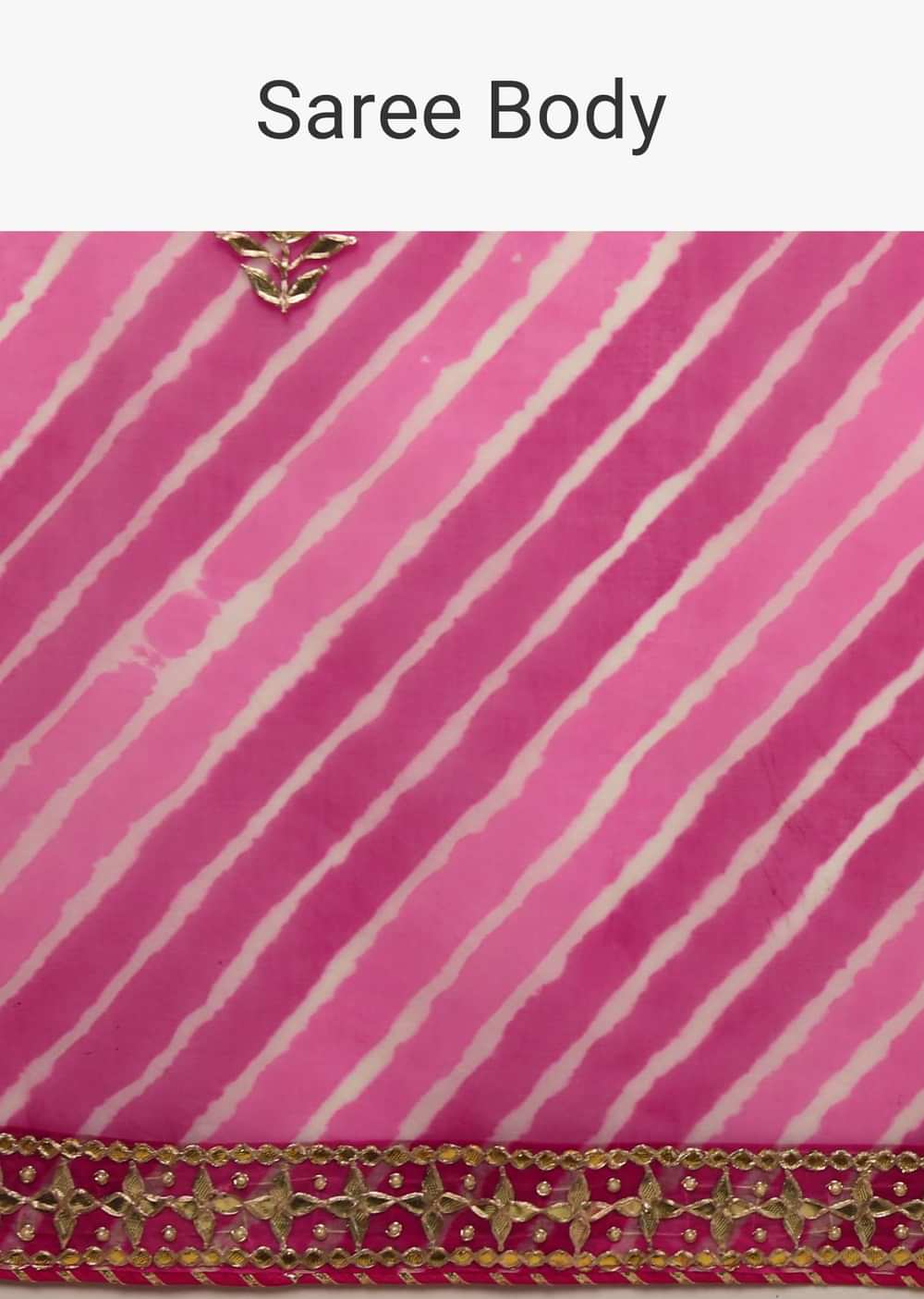 Magenta Dual Toned Saree In Organza With Lehariya Print And Gotta Patti Embroidered Paisley Motifs On The Pallu