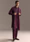 Magenta Kurta Set For Men With Resham Embroidery