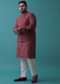Magenta Pink Printed Bandi Jacket Set Fabricated In Cotton Silk