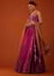 Magenta Pink Embroidered Lehenga And Blouse Set In Satin