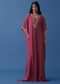 Magenta Pink Indowestern Floral Embroidered Kaftan In Georgette