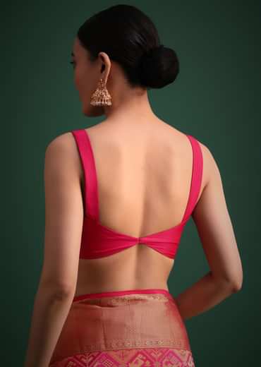 Magenta Pink Patola Silk Saree With Zari Woven Work