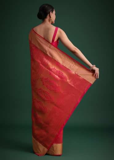 Magenta Pink Patola Silk Saree With Zari Woven Work
