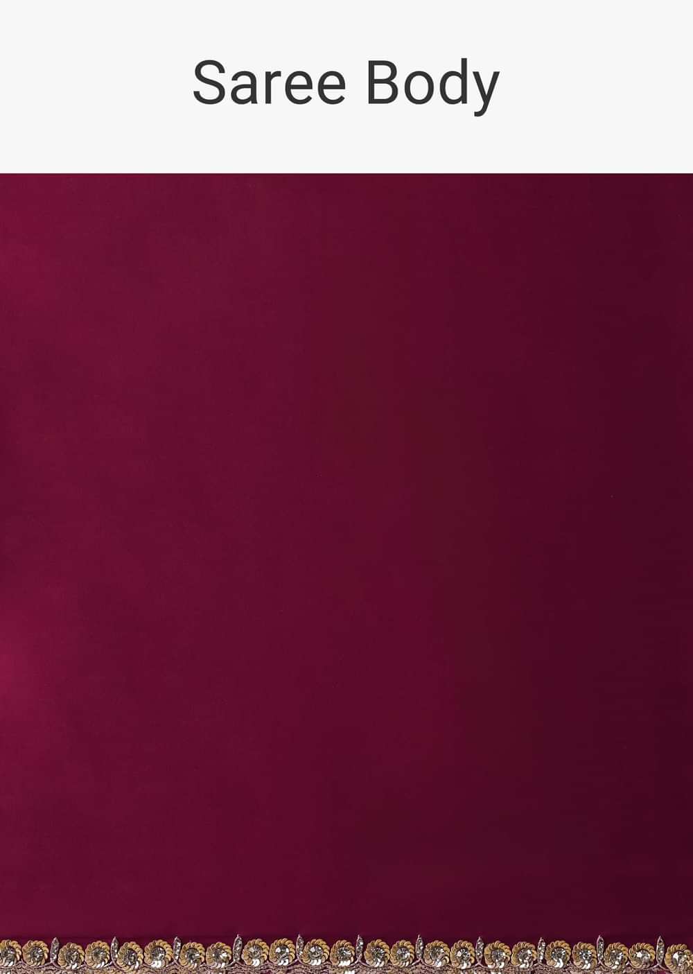Magenta Red Satin Saree With Sequin Embellished Border And Unstitched Blouse Piece