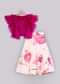 Kalki Girls Magenta ruffle top with peach floral printed lehenga