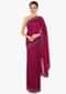 Magenta saree in satin chiffon with cut dana border only on Kalki