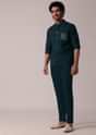 Majestic Green Short Kurta With Elegant Embroidered Bandi