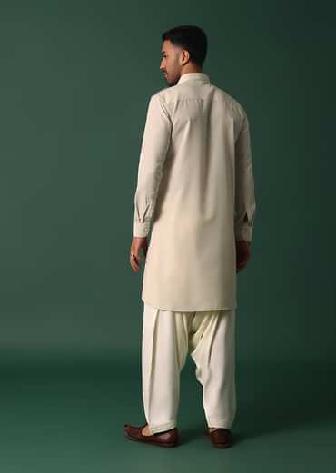 Majestic Ivory White Pathani Kurta Set