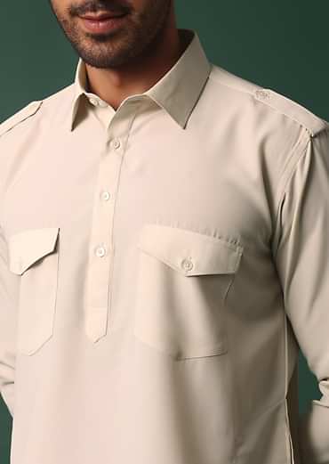 Majestic Ivory White Pathani Kurta Set