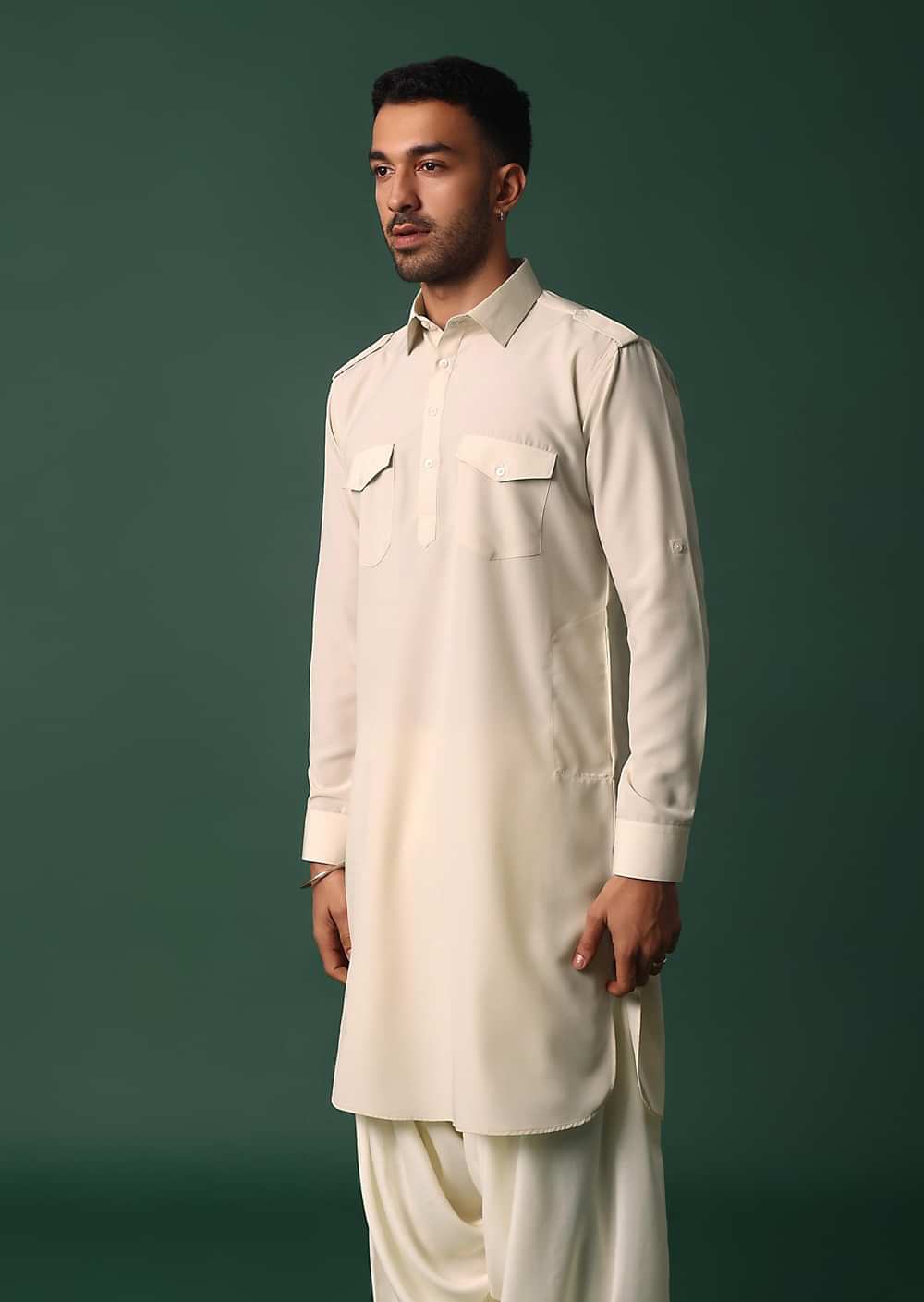 Majestic Ivory White Pathani Kurta Set