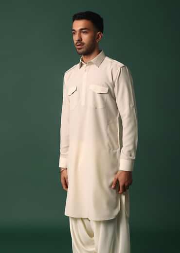 Majestic Ivory White Pathani Kurta Set