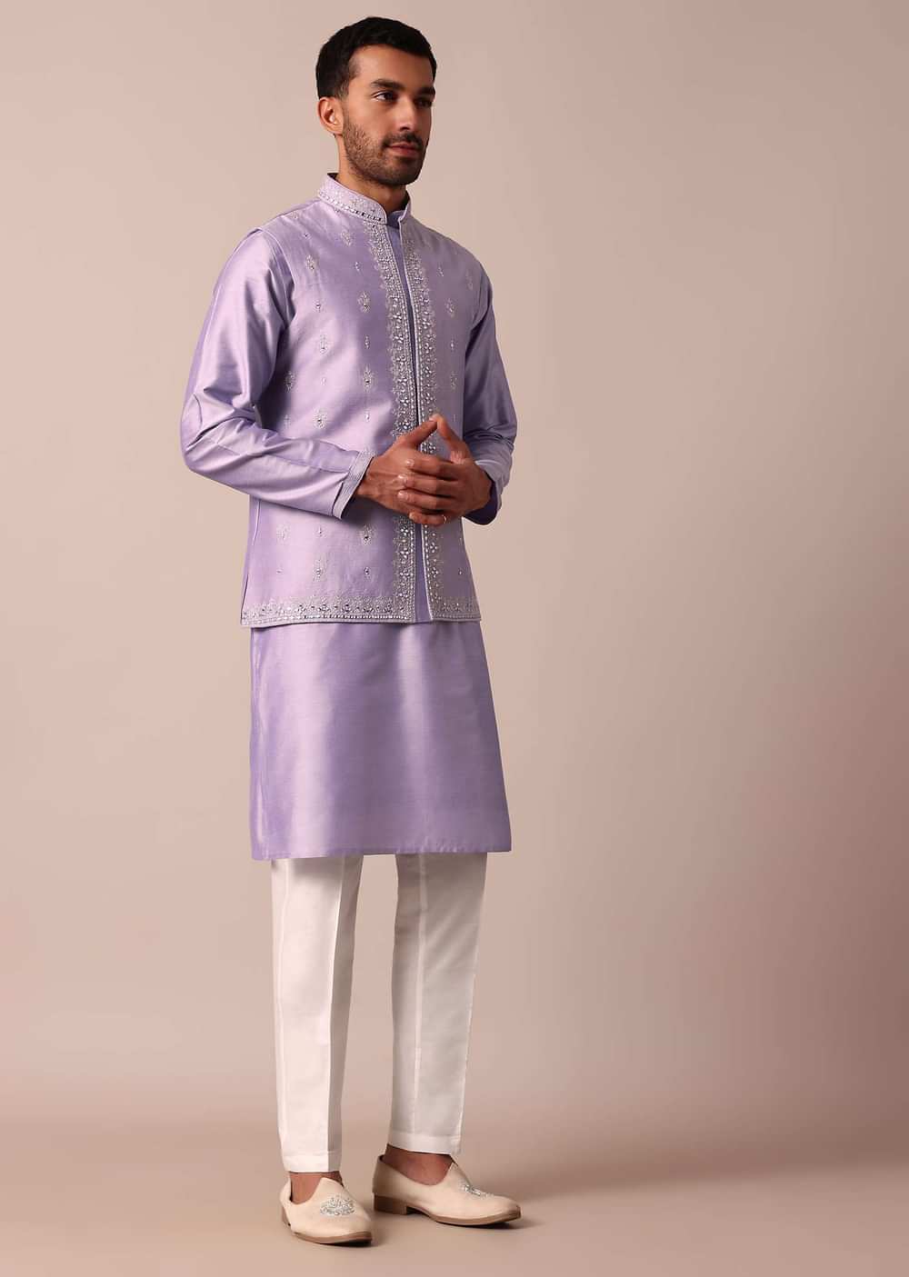 Majestic Purple Jacket Kurta Set For Men