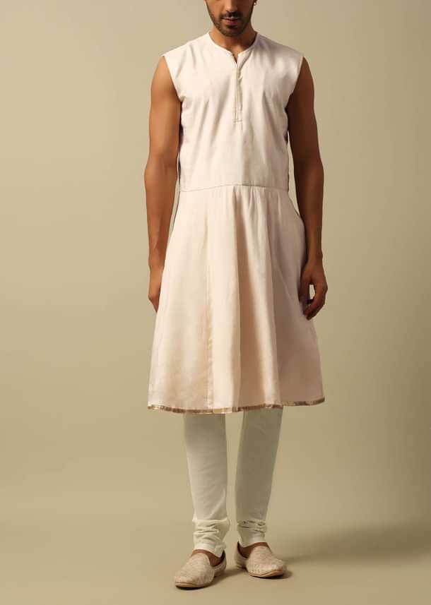 Majestic White Raw Silk Sherwani