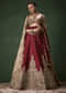Maroon Bridal Patchwork Silk Lehenga Set with  Two Dupattas
