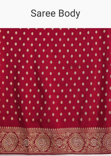 Maroon Butti Work Saree With Floral Border