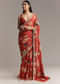 Maroon Crepe Saree With Multicolor Floral Print And Embellished Border