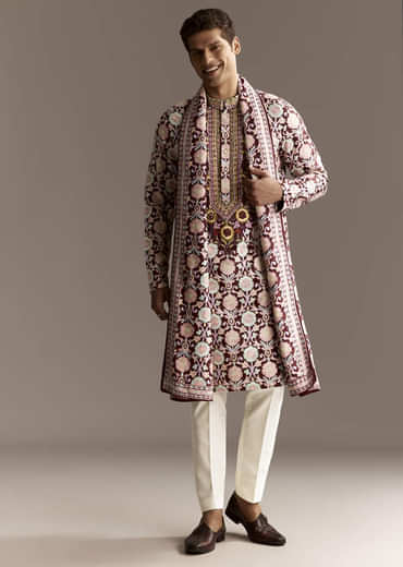 Maroon Dupatta Kurta Set