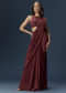 Maroon Ready Pleated Saree With High Neck Blouse