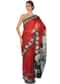 Maroon saree in crepe satin with human face motif only on Kalki