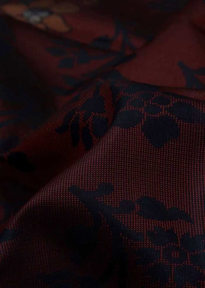 Maroon saree in rose motif weaved  all over only on Kalki